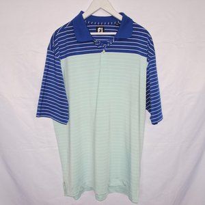 FootJoy Two Tone Mint Blue Stripe Golf Polo Tshirt